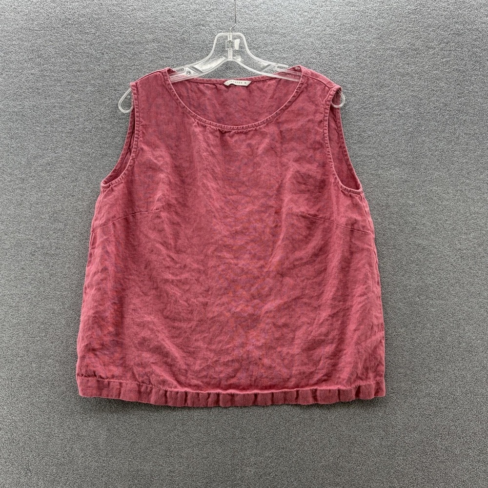 Linenfox Tank Top Womens XL Pink Red Linen Sleeveless Casual Summer Top